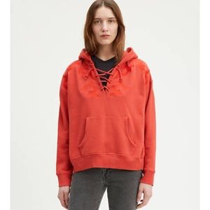Levi’s Made and Crafted embroidered lace up hoodie